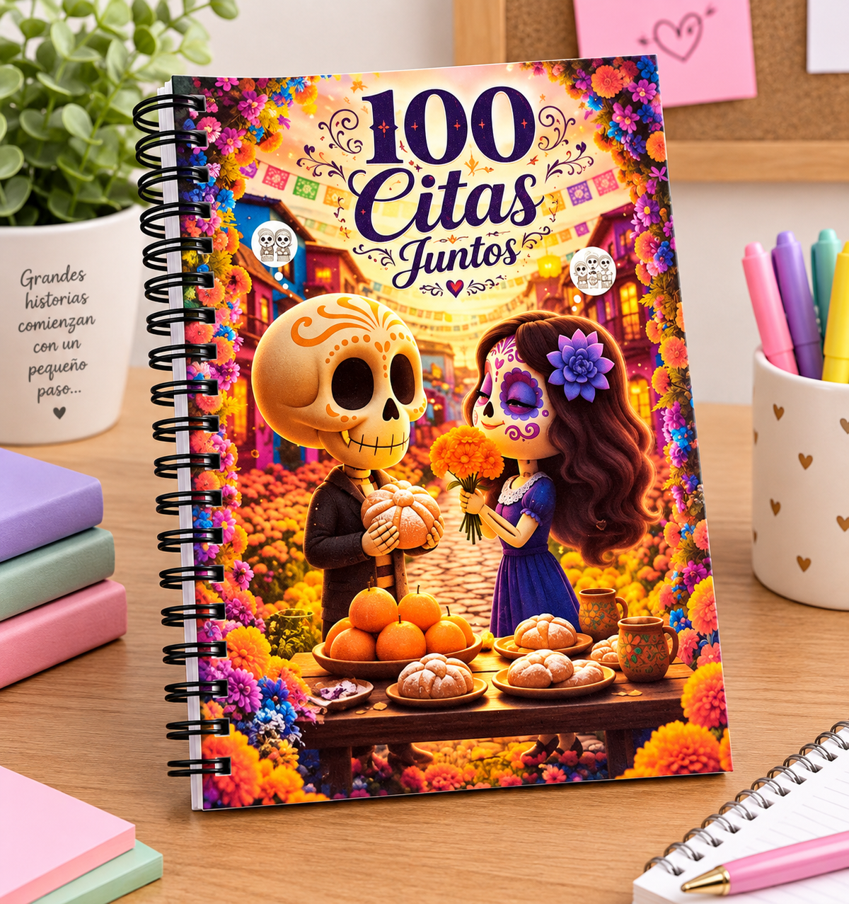 100 Citas Juntos - Libro de Citas con Diseño Festivo y Colorido para Momentos Especiales